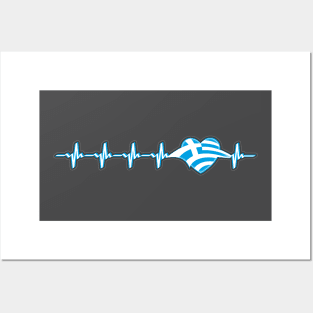 Greek heartbeat flag Posters and Art